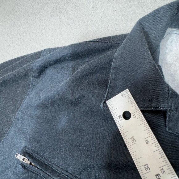 Harley Davidson Shirt Men Large Black‎ Orange Flames Script Bar Shield Zip Short - Picture 8 of 16